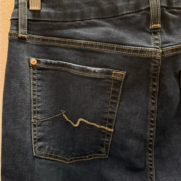 7 For All Mankind Dark Blue Straight Jeans - Picture 5 of 9
